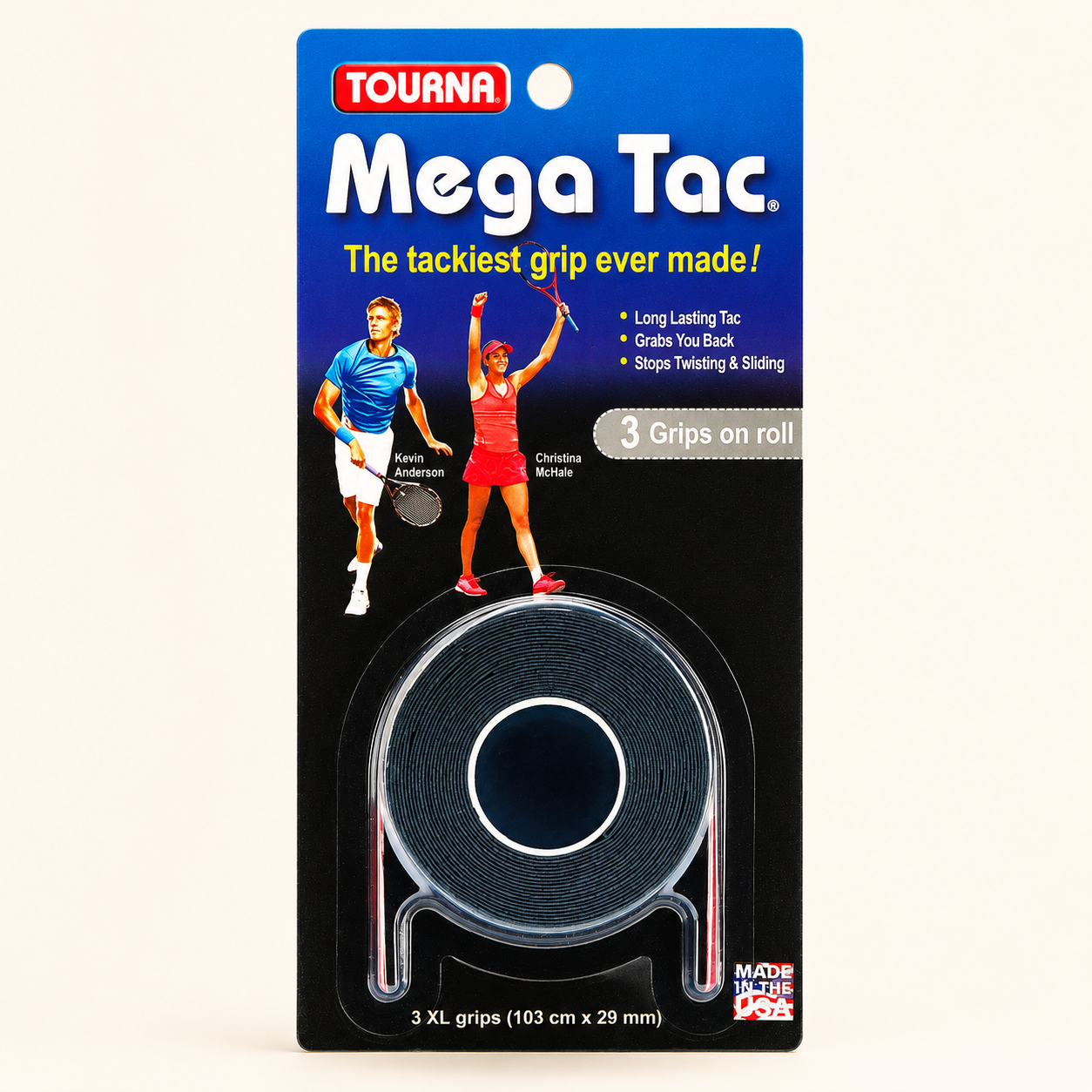 Tourna Mega Tac - 3pack (svart)